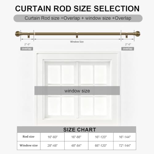 Heavy Duty Adjustable Antique Bronze Curtain Rod 16-88 Inch - 1 Inch Diameter - Blackout Support