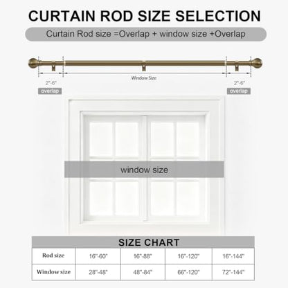 Heavy Duty Adjustable Antique Bronze Curtain Rod 16-88 Inch - 1 Inch Diameter - Blackout Support