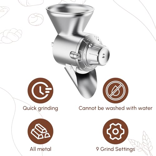 KitchenAid Grain Mill Attachment - All Metal, Silver - Versatile Dry Grain Grinder