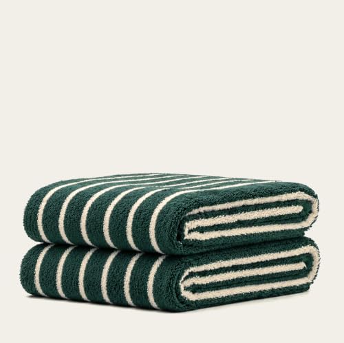 Italic Ultraplush Australian Cotton Bath Sheets Set - Verdant & Ecru, 2 Pack, 800GSM Luxury Towels