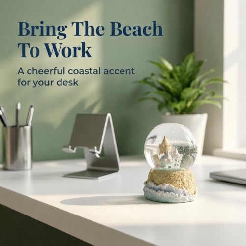 Beach Themed Sandcastle Snow Globe with Wave Details - Coastal Holiday Decor