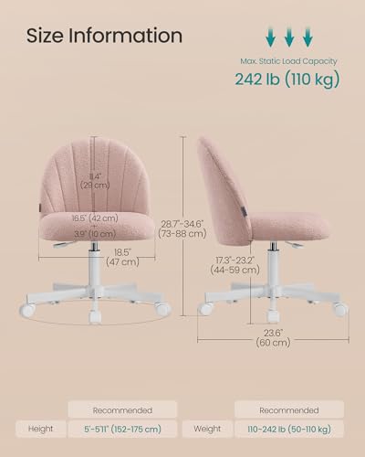 Swivel Makeup Vanity Office Chair - Fruit Pink, Comfortable & Stylish