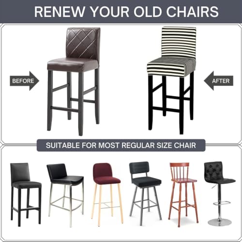 Bar Stool Covers with Back Slipcovers Black White Stripes One Piece
