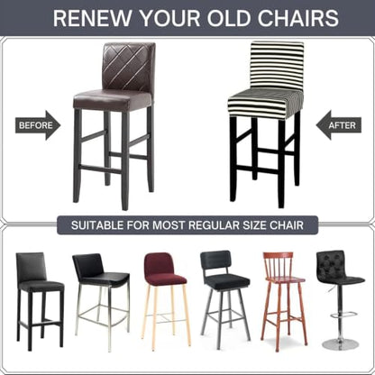 Bar Stool Covers with Back Slipcovers Black White Stripes One Piece