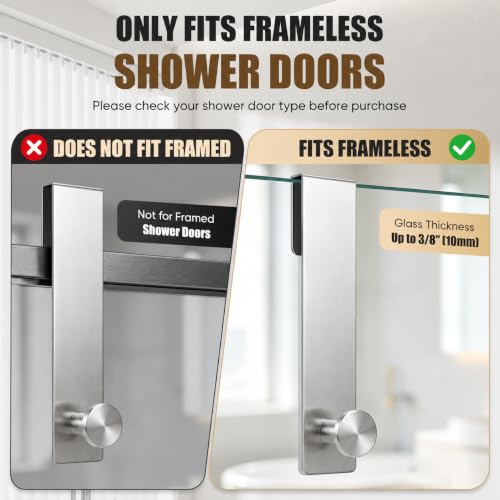 7.5 Inch Brushed Nickel Shower Door Hooks Set - Frameless Glass Towel Holders, 2 Pack