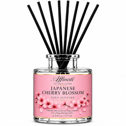 Japanese Cherry Blossom Reed Diffuser - Highly Fragrant Home Scent - Includes 8 Reeds