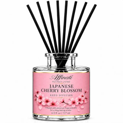 Japanese Cherry Blossom Reed Diffuser - Highly Fragrant Home Scent - Includes 8 Reeds