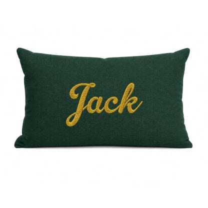 Dark Green Custom Embroidered Name Pillow - Personalized Decorative Throw Pillow for Bed, Couch, Kids & Adults