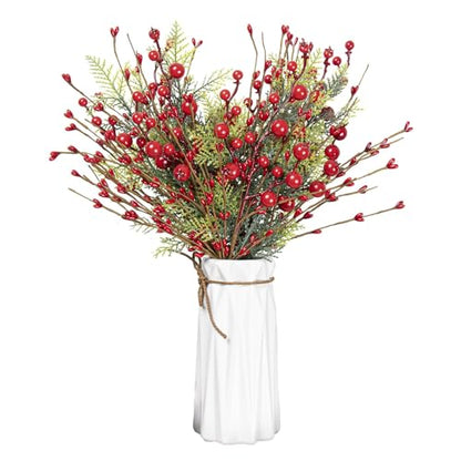 Red Berry Christmas Picks 6 Pack 17in Holly Christmas Tree Decorations - Variation: Red
