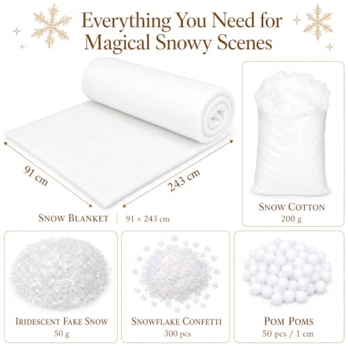 Artificial Snow for Christmas Decorations, 5-Pack Snow Flock & Glitter Snow