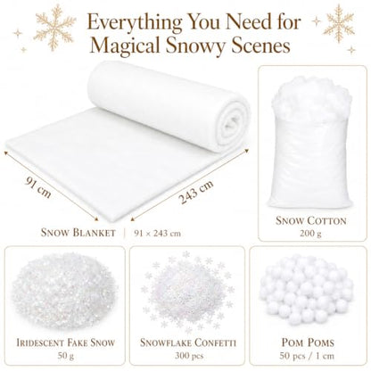 Artificial Snow for Christmas Decorations, 5-Pack Snow Flock & Glitter Snow