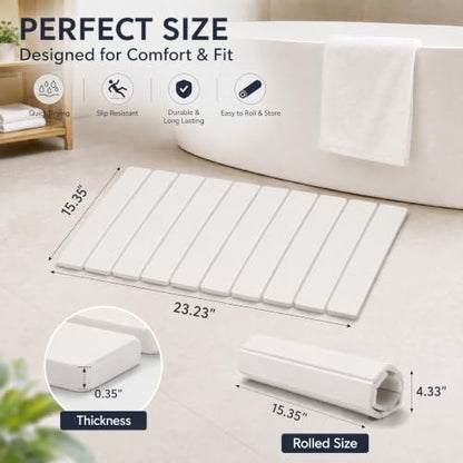 Foldable Stone Bath Mat - Diatomite Bathroom Rug in White