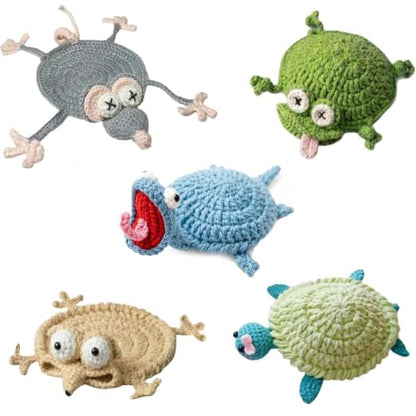 5-Pack Crochet Animal Coasters Pop Up Whimsical Mug Rugs for Home & Desk Decor