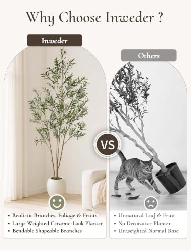 7 ft Artificial Olive Tree with Large Pot Indoor Decor - Realistic Faux Plant