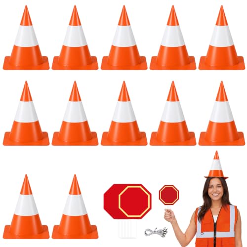 15 Halloween Traffic Cone Hat Set Bulk Costume Party Headwear