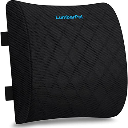 LumbarPal Lumbar Support Pillow for Office Chair Back Support Lumbar Pillow for Car, Gaming, Office Chair - Improve Sitting Posture & Back Pain Relief, Memory Foam, Adjustable Straps, Black