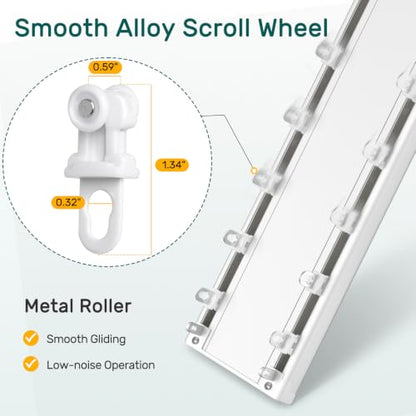 Heavy Duty Double Ceiling Curtain Track 8ft White - Silent & Strong