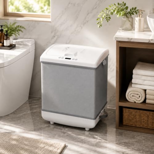 Gray Portable Folding Towel Warmer ABS Heated Bucket for Bathroom Travel