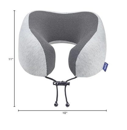 napfun Neck Pillow for Travel with Travel Pouch, Sleep Mask & Earplugs, Memory Foam Airplane Pillow for Headrest Sleep with Eyeshades, Plane Essentials with Eye Blindfold, Light Gray Kit