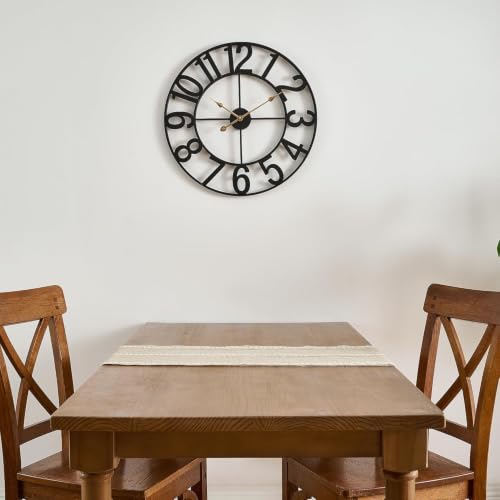 14 Inch Silent Battery Operated Vintage Metal Wall Clock for Living Room & Kitchen