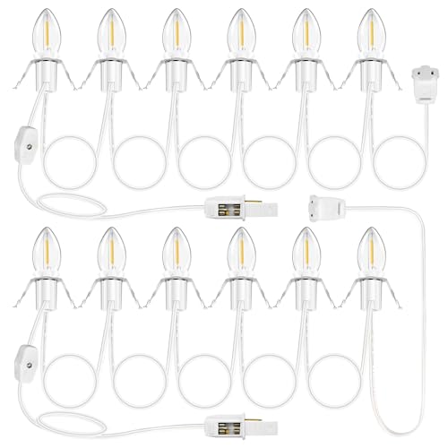 6 LED Bulb Christmas Village Light Cord Set - 11.8ft with Switch & Fuse - 2 Pack