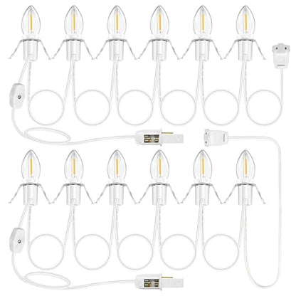 6 LED Bulb Christmas Village Light Cord Set - 11.8ft with Switch & Fuse - 2 Pack