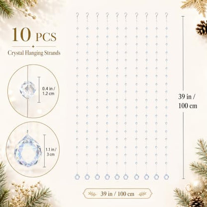 10pcs 3.3Ft Crystal Beaded String Glass Garland for Christmas - Clear