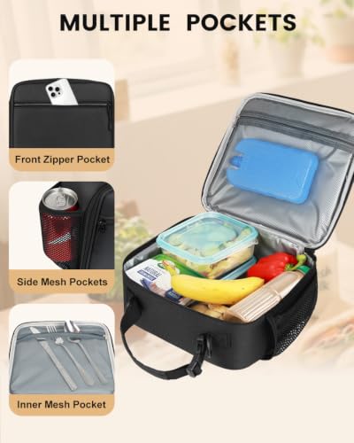 Men's Small Black Insulated Lunch Box with Detachable Strap - Dailyice