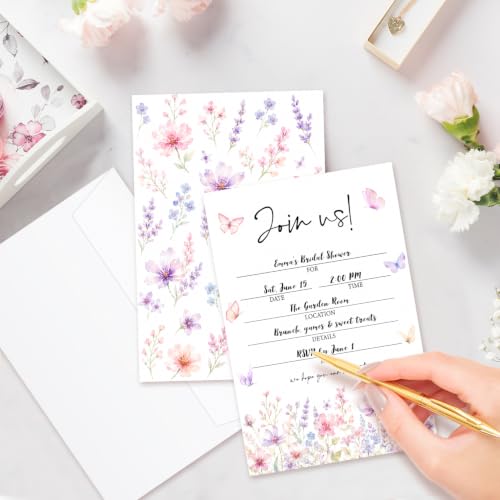 Butterfly Join Us Invitations Set with Envelopes - 25 Pack for Weddings, Parties, Showers