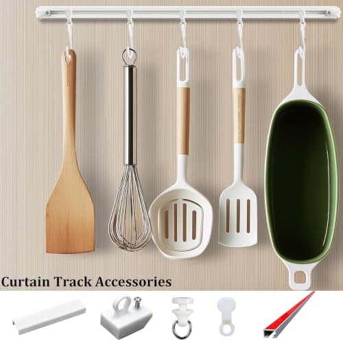 Self-Adhesive Ceiling Curtain Track No Drill 12.5 ft No Damage Wall Mount System