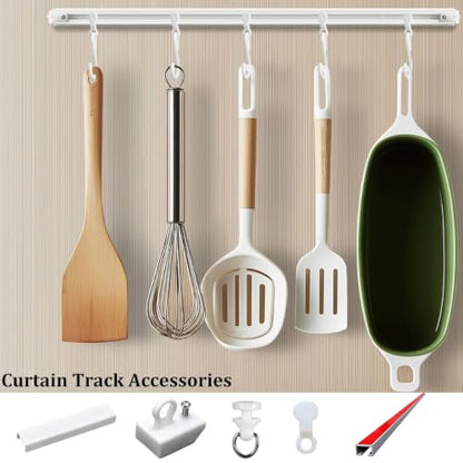 Self-Adhesive Ceiling Curtain Track No Drill 12.5 ft No Damage Wall Mount System