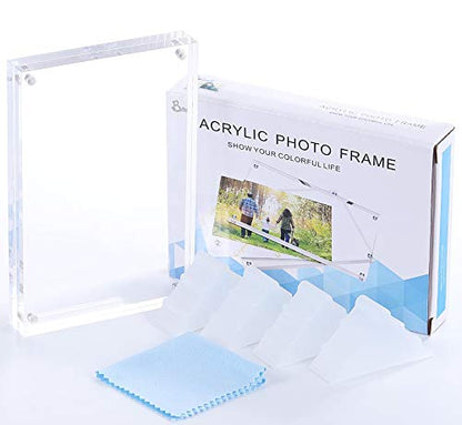 Boxalls 4x6 Inches Acrylic Picture Frames- 3 Pack, Desktop Frameless Photo Frames with Magnetic, Double Sided Transparent (3 Pack)