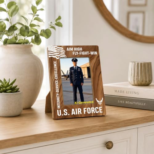 Air Force Picture Frame 5.7x7.9 in, Aim High Service Wooden Photo Frame - Color 05