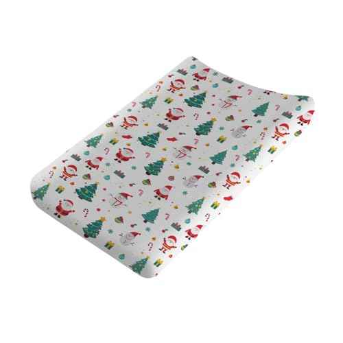 Santa Claus Snowman Changing Pad Covers,Unisex Fitted Christmas Tree Snowflake Changing Pad Cover for Baby Girls Boys,Soft Breathable Baby Changing Table Pads Sheets,Polyester Changing Pad Covers