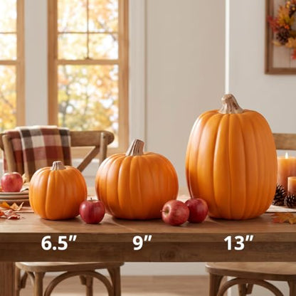 12.8 Inch Faux Carvable Pumpkins - Set of 2 Fall Decor