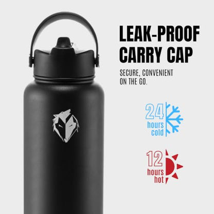 Ekkovision Insulated Water Bottle - 32 Oz Stainless Steel Black