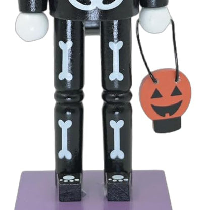 Halloween Skeleton Nutcracker Statue - Spooky 10in Wooden Holiday Decor