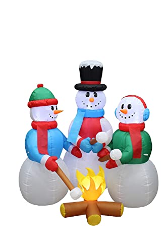 5ft Snowman & 6ft Christmas Tree Inflatable Bundle with Lights - Outdoor Holiday Decorations