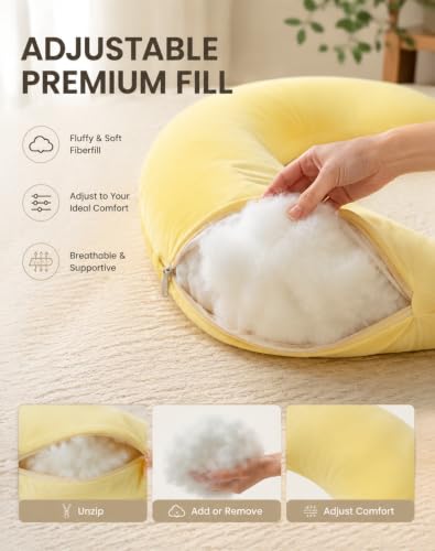 Moon Body Pillow - Yellow1, Plush Support Hug-Shaped Sleep Cushion