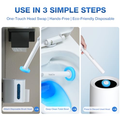 Disposable Toilet Brush System with 27 Refills and Holder - Easy Release