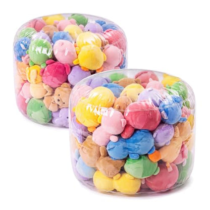 Clear Stuffed Animal Storage Ottoman - 2 Pack Kids Toy Organizer & Footrest