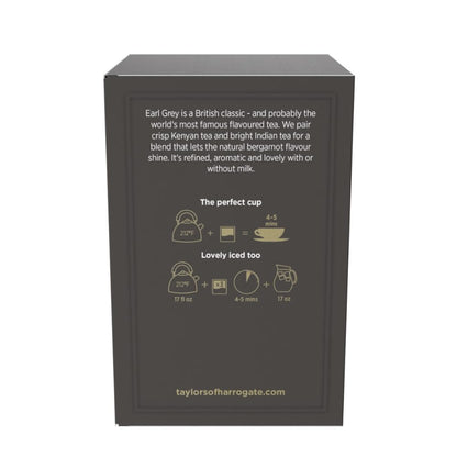 Taylors of Harrogate Earl Grey Black Tea - Fragrant & Delicate, 50 Pillow Bags for Hot or Iced Enjoyment
