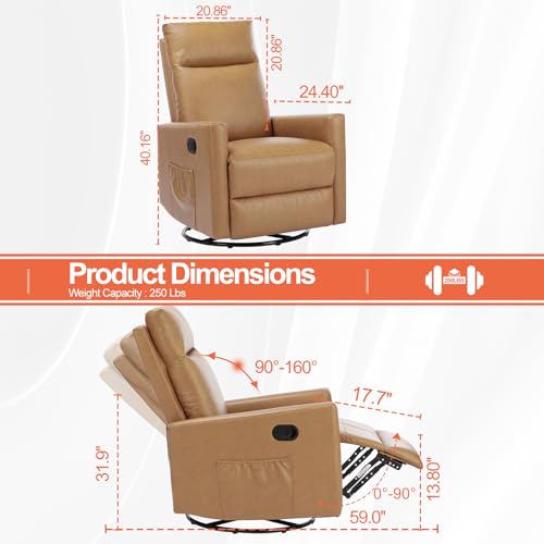 Recliner Chair with 360° Swivel & Gliding Function - Adjustable Armchair for Living Room or Nursery