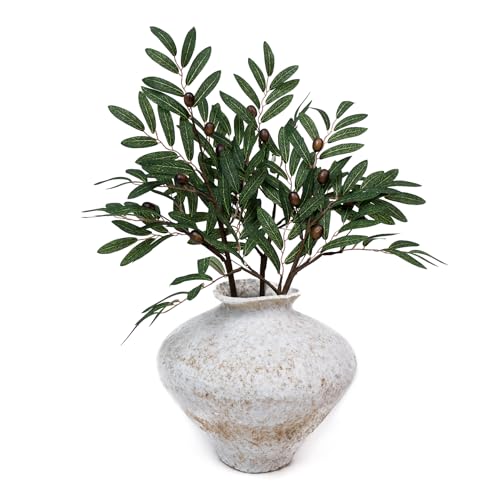 Realistic Faux Olive Branch Stems 6 Pack - 24 Inch Mediterranean Decor