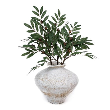 Realistic Faux Olive Branch Stems 6 Pack - 24 Inch Mediterranean Decor