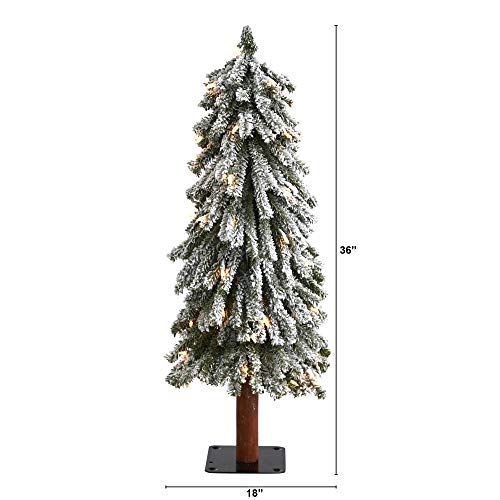 3ft Artificial Christmas Tree with Flocked Branches & Clear Lights