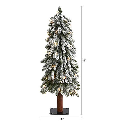 3ft Artificial Christmas Tree with Flocked Branches & Clear Lights