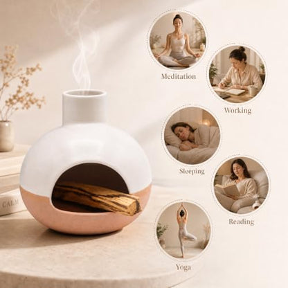 Mini Ceramic Palo Santo & Incense Holder - Modern Boho Aromatherapy Burner