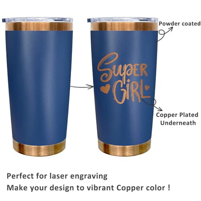 20 oz Insulated Stainless Steel Tumbler with Lid Navy - Durable Travel Mug