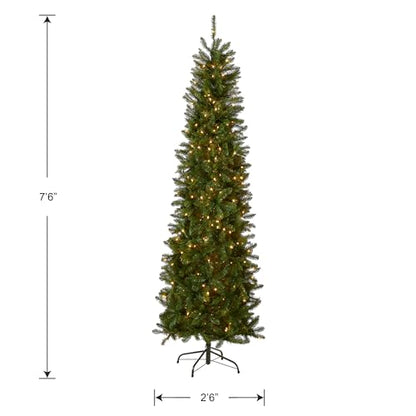 7.5ft Pre-Lit Artificial Christmas Tree with White Lights and Slim Profile